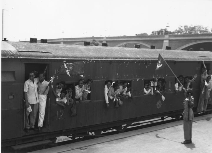7th August 1947: One of 30 special trains leaving New Delhi Station taking the staff of the Pakistan government to Karachi.