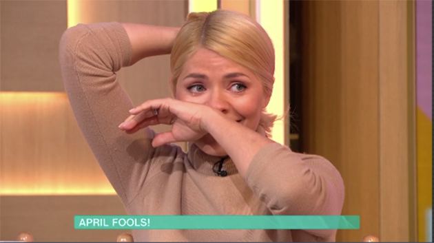 Holly Willoughby fell for an April Fools stunt live on Monday's This Morning