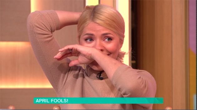 Holly Willoughby fell for an April Fools stunt live on Monday's This Morning