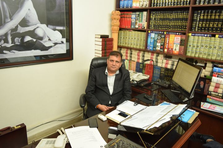 Santosh Shukla at his office in Indore.