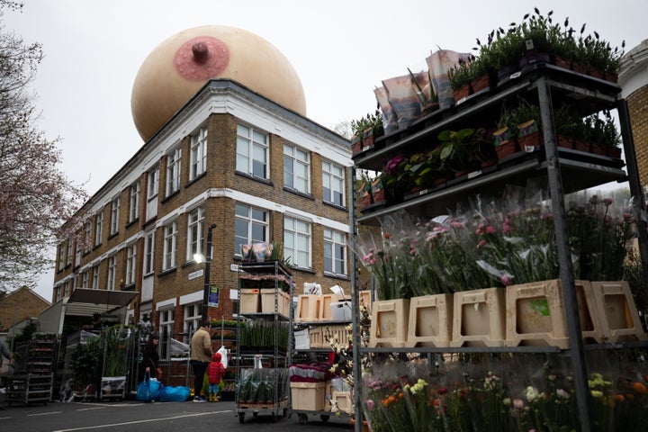 One of the boobs cropped up at London's Colombia Road flower market. 