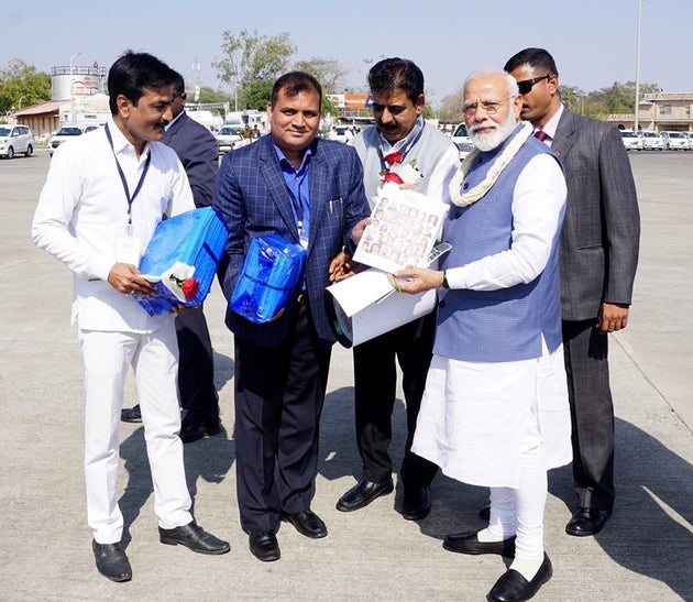 Santosh Shukla (second from left) with Prime Minister Narendra