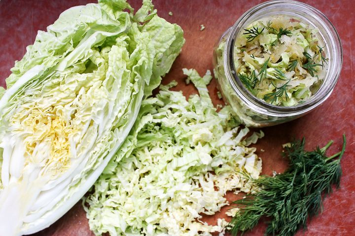 Napa cabbage is wonderful for finely shredding and fermenting into kimchi.