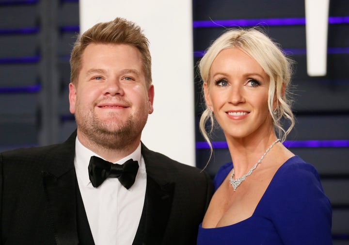 James Corden and his wife, Julia Carey, at the Vanity Fair Oscars party on Feb. 24. 