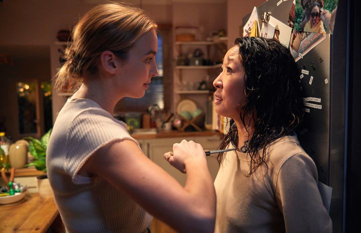 Jodie Comer and Sandra Oh in "Killing Eve" on Netflix.