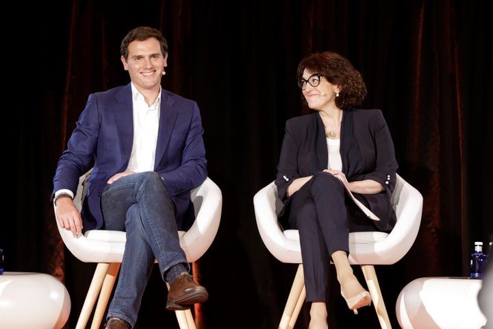 Albert Rivera y Soraya Rodríguez en un acto de Ciudadanos en Madrid.