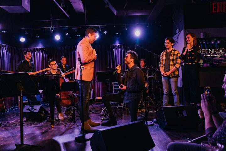 Joey Contreras' longtime beau, Brian Russell Carey (right), proposed during the March 18 performance in New York.