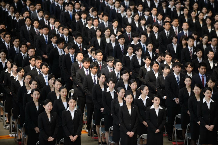 2017年の日本航空の入社式の様子