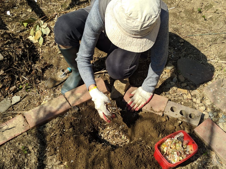 Chung Sun-hee composts her food waste in Seoul, South Korea.