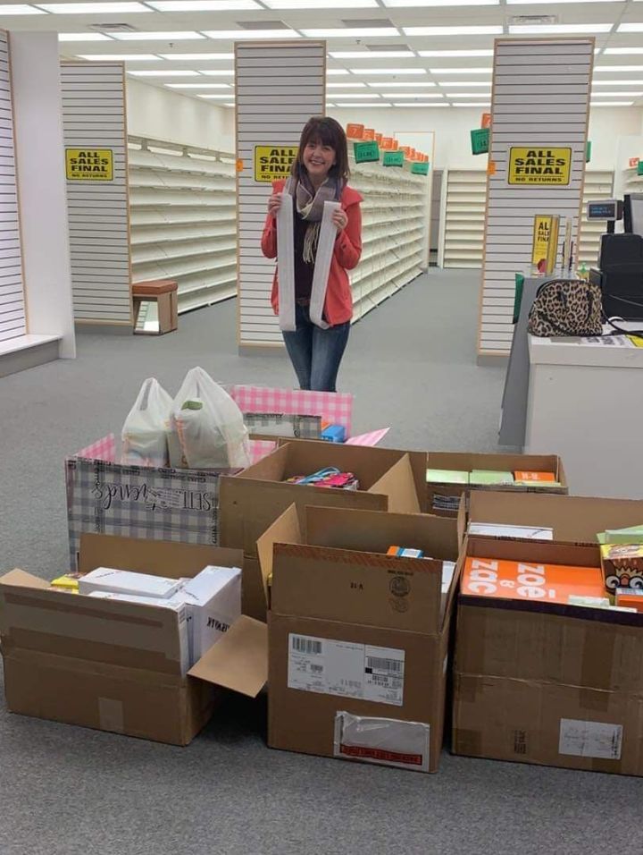 Addy Tritt purchased 204 pairs of shoes at Payless to donate to victims of the floods in Nebraska.