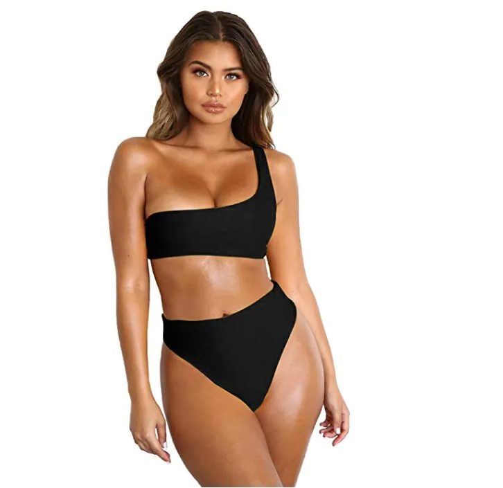Swimsuits w Built in Bra One Ruffle Shoulder Bodycon Swimwear Sporty  Swimsuits for Women Trendy Stretchy Bathing, 2-black, Small : :  Clothing, Shoes & Accessories