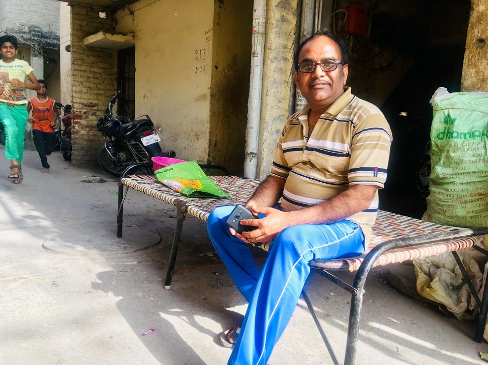 Yashpal Saxena, Ankit Saxena's father, in his locality in West Delhi.