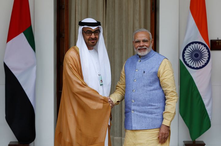 Sheikh Mohammed bin Zayed al-Nahyan and Prime Minister Narendra Modi.