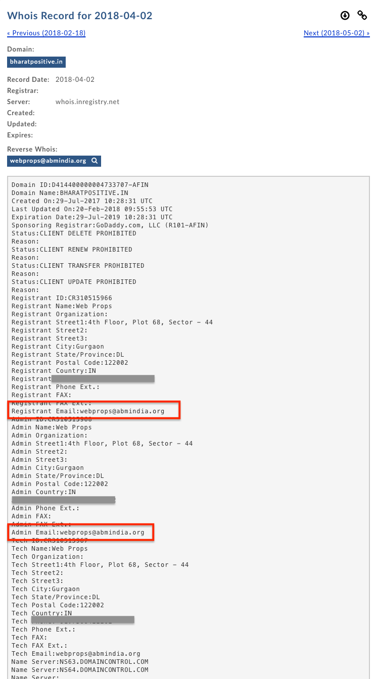 Web registry showing that Bharat Positive is registered to an ABM administered domain.