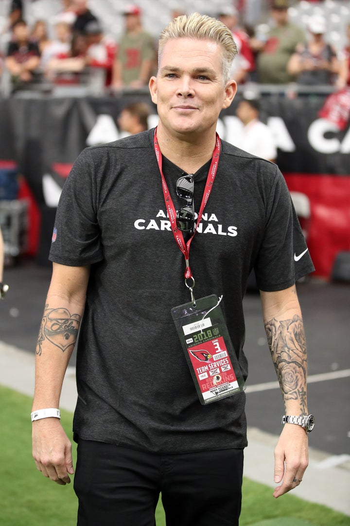 McGrath watches warmups before a game between the Arizona Cardinals and the Washington Redskins at State Farm Stadium in Ariz
