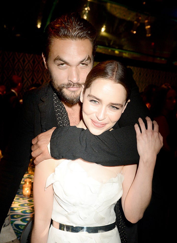 “Game of Thrones” stars Jason Momoa and Emilia Clarke.