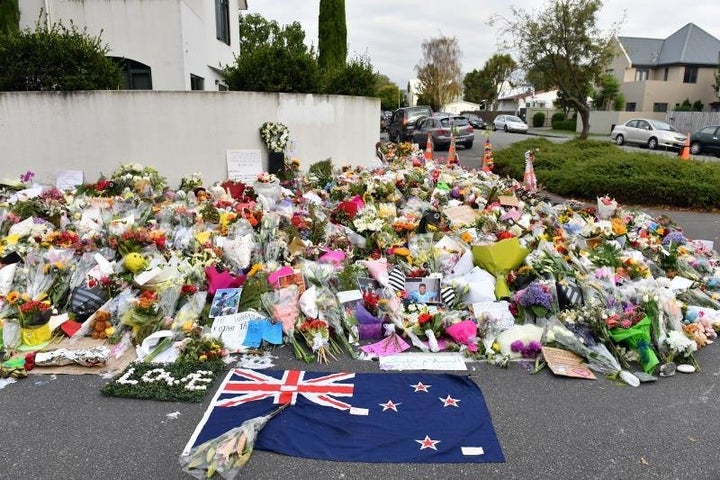 A makeshift memorial to the victims of the Christchurch attack.