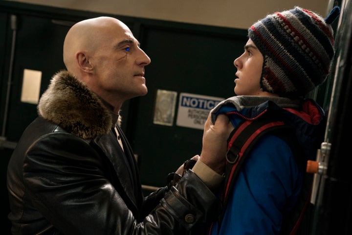 Mark Strong as Dr. Thaddeus Sivana and Jack Dylan Grazer as Freddy Freeman.