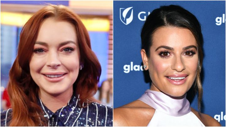 Lindsay Lohan, left, didn't seem thrilled by the news that Lea Michele would be playing Ariel in an anniversary staging of Disney's