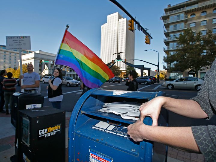 Piles of letters from people who resigned from the Church of Jesus Christ of Latter-day Saints in response to its policy toward married same-sex couples and their children are seen in a mailbox on Nov. 14, 2015, in Salt Lake City, Utah.