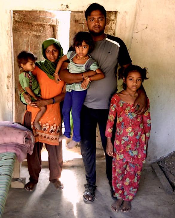 Jumia Mansoori with husband Sabir and their three daughters at home in Uttar Pradesh