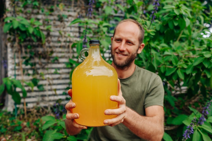 Honey wine, made using honey from Rob's honeybees.