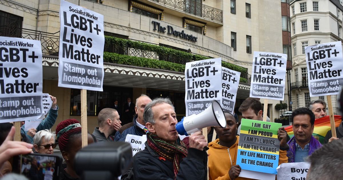 Crowds Protest Brunei Anti-lgbtq+ Laws Outside London's Dorchester 