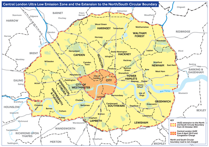 Ulez map 2021: The charge will be expanded in three years.