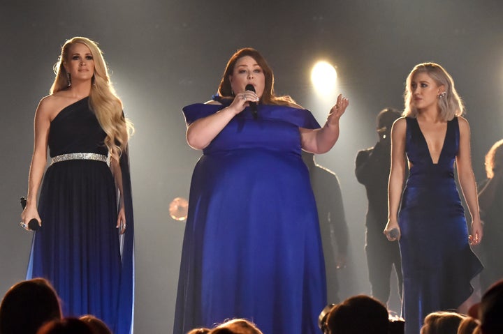 Underwood, Metz and Maddie Marlow and Tae Dye of Maddie & Tae during the 54th Academy Of Country Music Awards. 