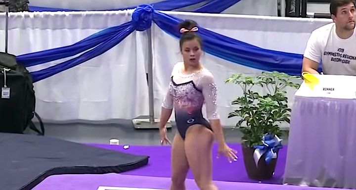 Samantha Cerio doing her floor routine moments before she suffered horrific injuries.