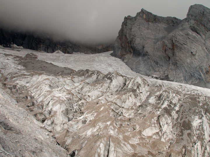 This Sept. 22, 2018 file photo shows the Baishui Glacier No.1 on the Jade Dragon Snow Mountain in the southern province of Yunnan in China. Scientists say it is one of the fastest melting glaciers in the world due to climate change and its relative proximity to the Equator. It has lost 60 percent of its mass and shrunk 250 meters since 1982. (AP Photo/Sam McNeil)