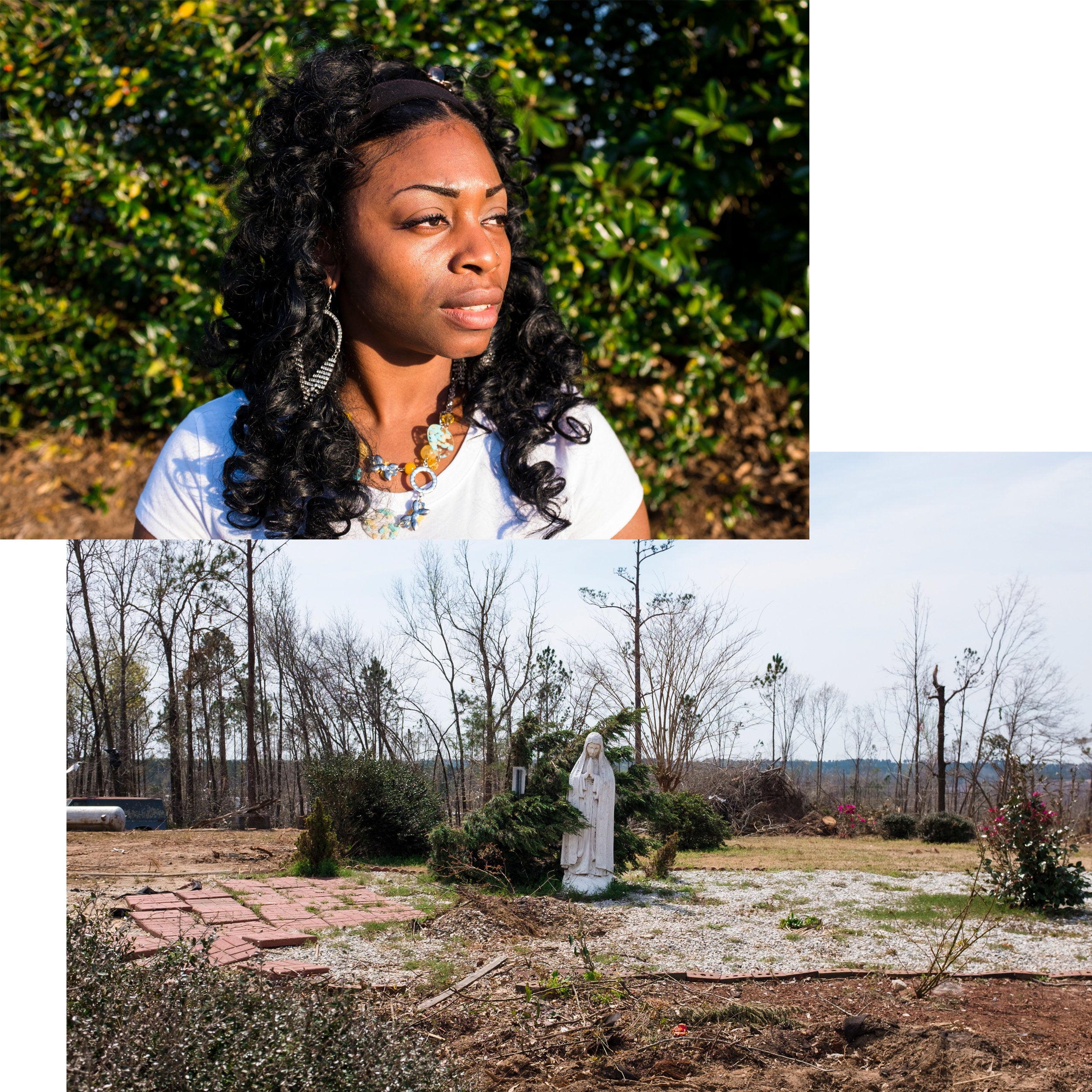 (Top) Shamel Hart lost her son, Jonathan Bowen, 9, and niece, Mykhayla Waldon, 8, in the tornado that struck the Beauregard c