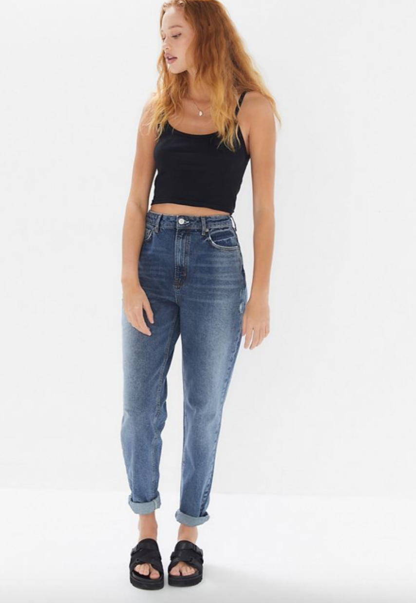 slim leg mom jeans