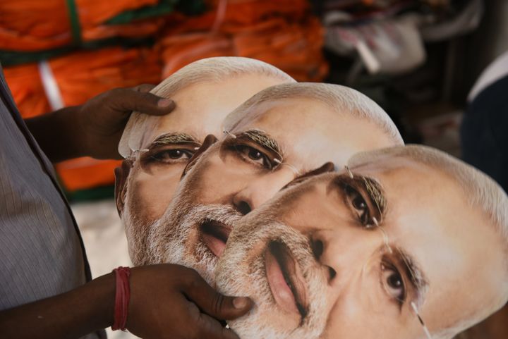 File photo showing Narendra Modi masks. 
