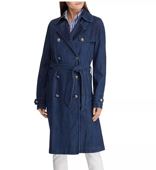 Women Dark Blue Denim Oversize Baggy Long Duster Trench Jacket 272 mv Coat S M L 