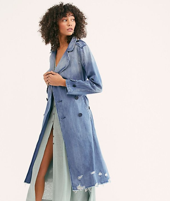 Women's denim cheap duster coat