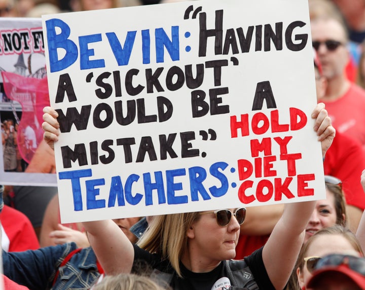 A Kentucky demonstrator holds a sign last month.