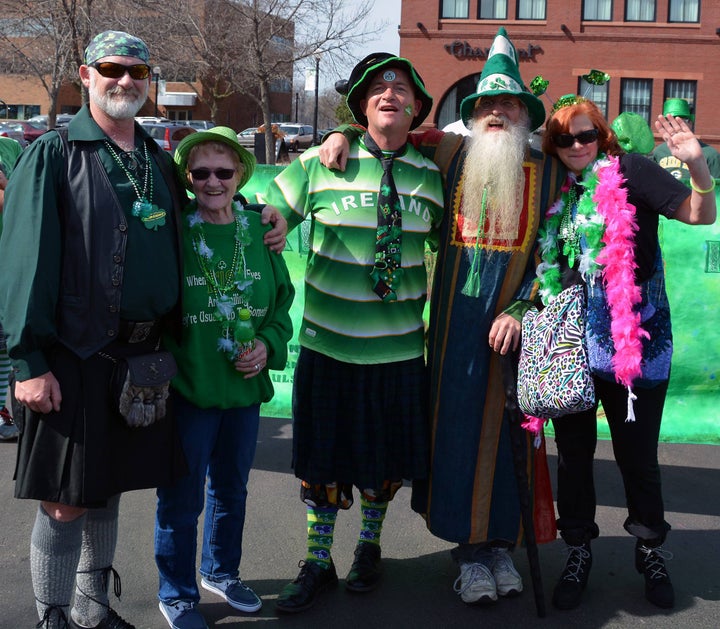 Ellen Karpas (second from left) and four of her five children attend a 2016 St. Patrick’s Day parade in 2016. The following y