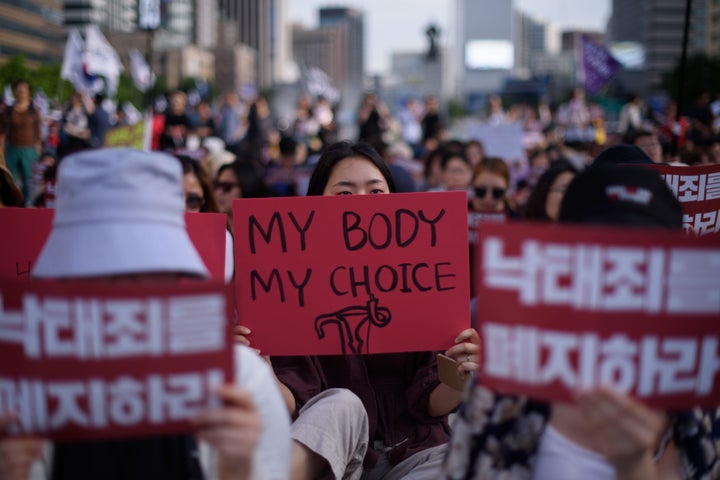 Protesters mobilized against South Korea's abortion ban last year.