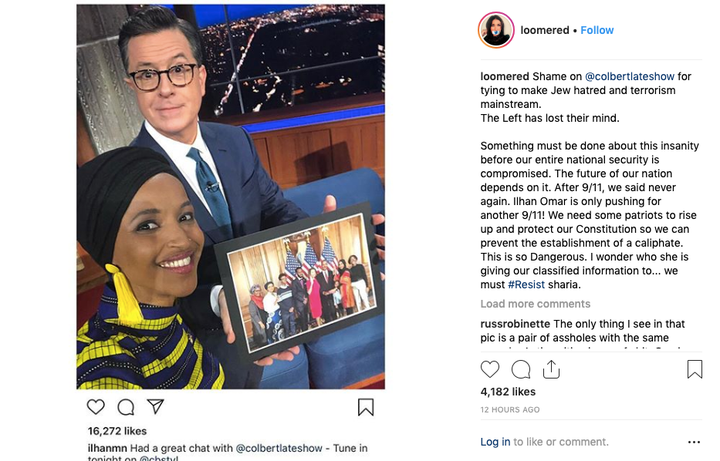 Anti-Muslim conspiracy theorist Laura Loomer incited her followers to "rise up" against Rep. Ilhan Omar, whom Loomer falsely accused of "pushing for another 9/11." 