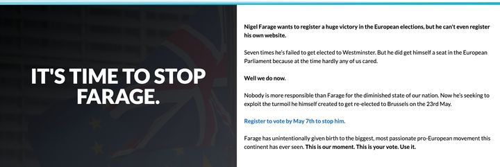 The site met by those searching for 'thebrexitparty.com' 