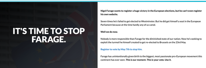 The site met by those searching for 'thebrexitparty.com' 