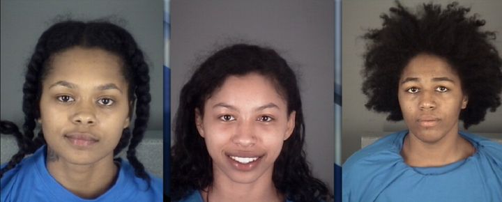 From left, Oasis Shakira McLeod, 18; Jeniyah McLeod, 19; Cecilia Eunique Young, 19. The three were arrested in Florida after a report of naked women at a rest stop.
