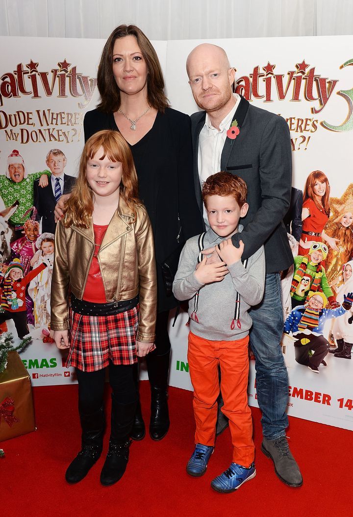 Jake Wood and his wife Alison with their two children, Buster and Amber