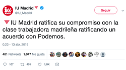 Pitorreo en Twitter con el nombre de la coalición de Podemos e IU en