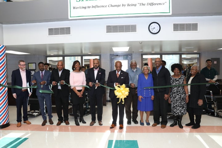 The ribbon-cutting for the Mecklenburg County Detention Center's new barber school.