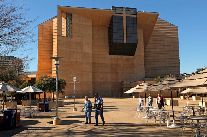 Visitors tour the grounds of the Cathedral of Our Lady of the Angels, the seat of the Archdiocese of Los Angeles, in January 2013.