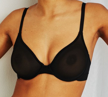 Women's Black Mesh Sieve Demi Bra  Black Underwire Bra - Unlined