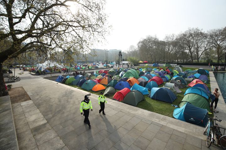 The tent city in Marble Arch.