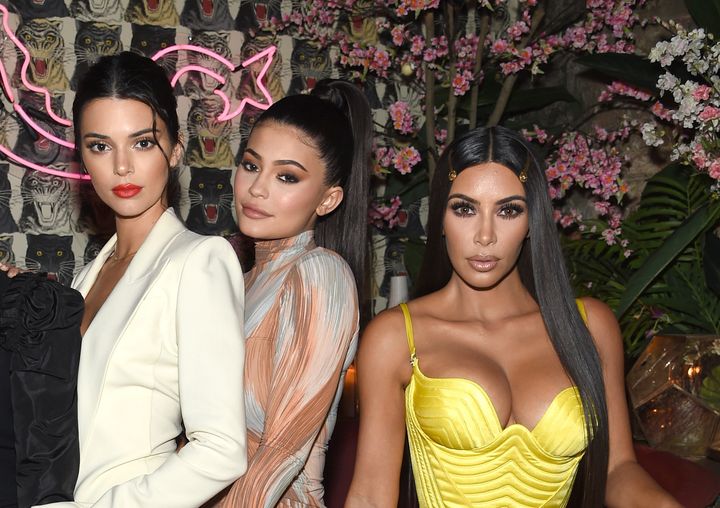 Kendall Jenner, Kylie Jenner and Kim Kardashian pose together at an event in New York City. 